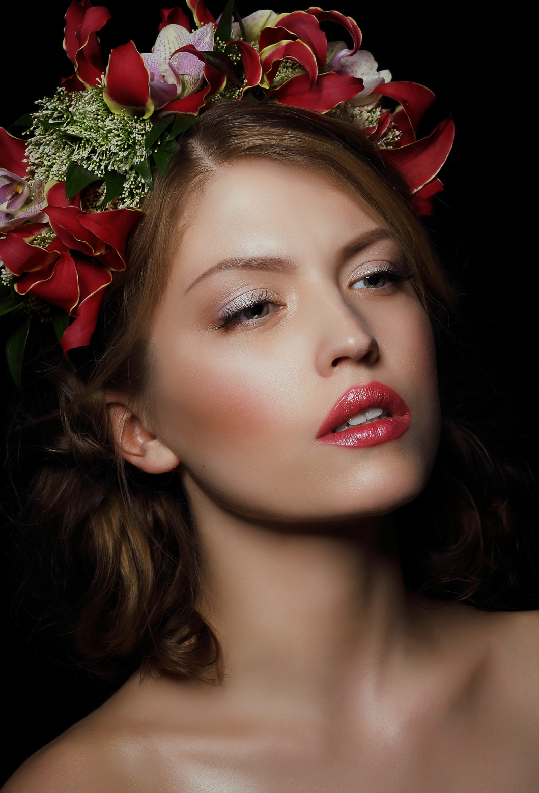 Model with Floral Headdress